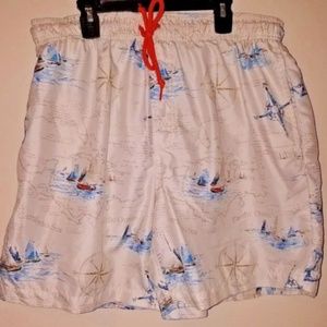 Islander White Nautical Swim Shorts Men's Size L